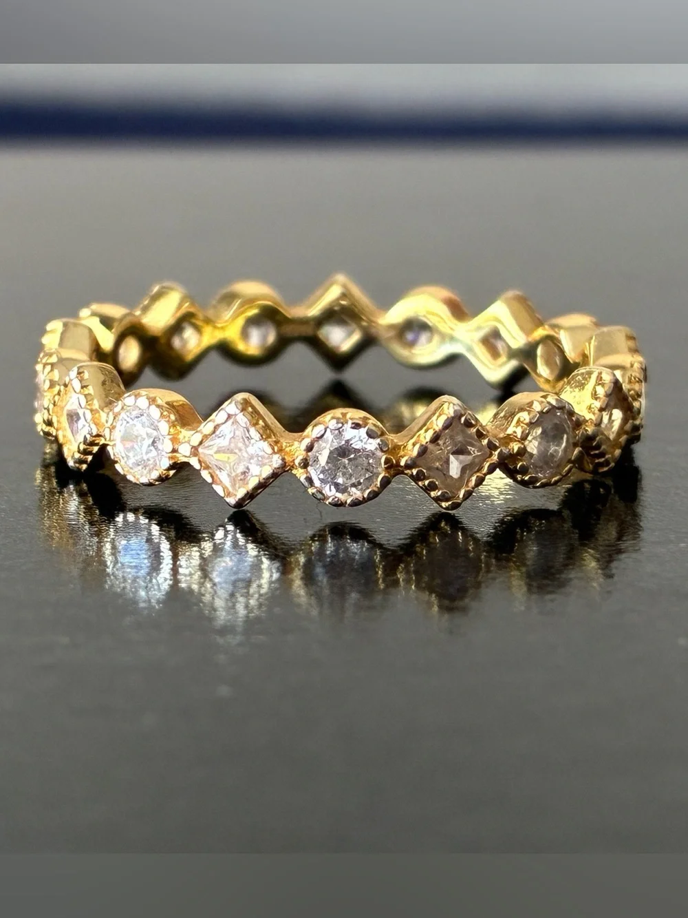 Sterling Silver Gold Tone Multi Shape Stacking Ring Sz 8